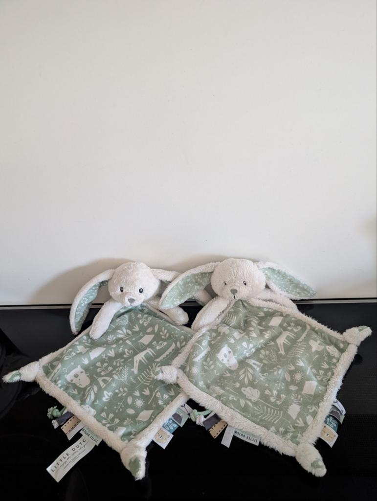 Knuffeldoek Little Dutch konijn groen, Ophalen of Verzenden, Zo goed als nieuw, Groen, Konijn