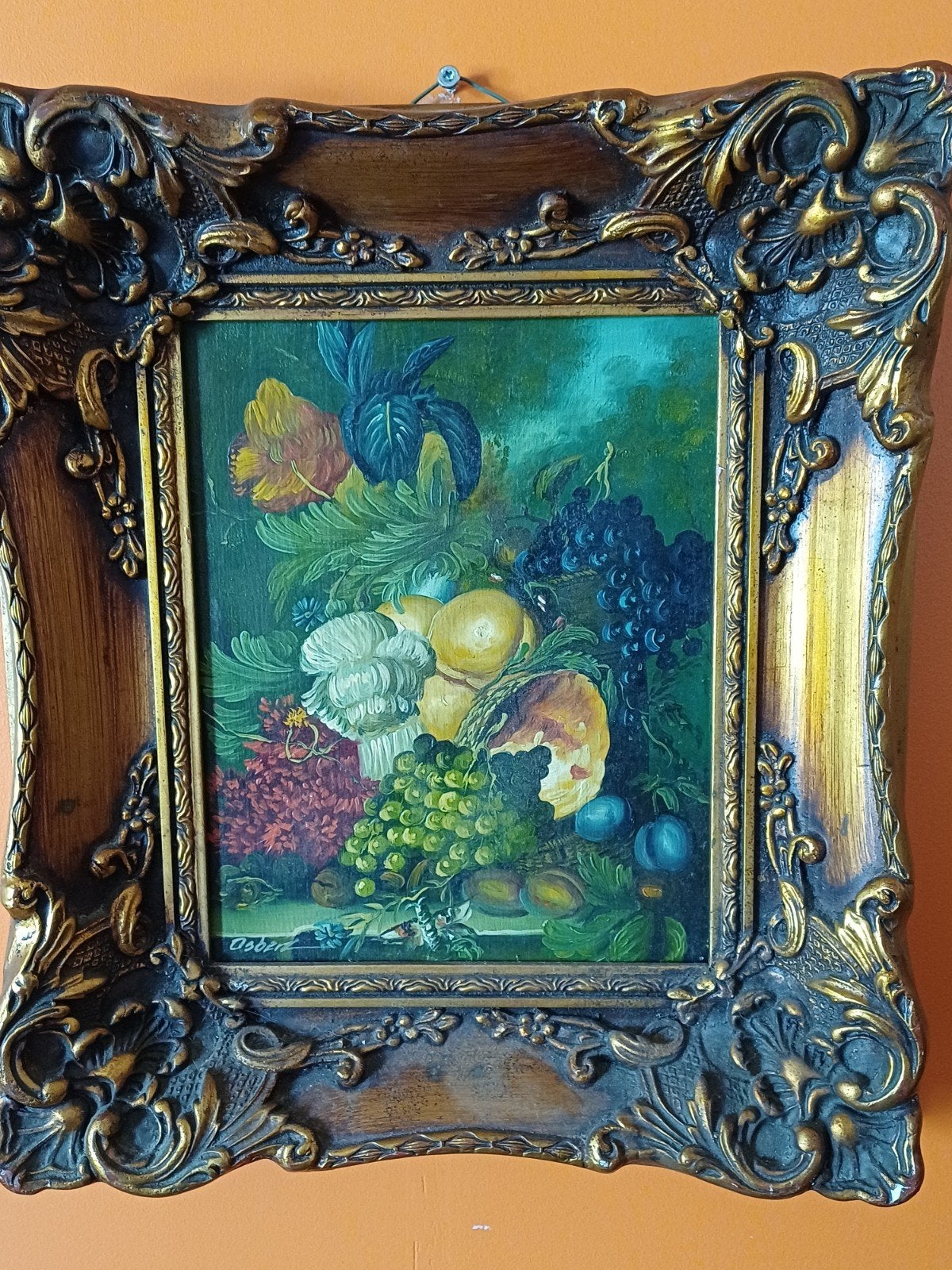 Antiek olieverf op paneel - Stilleven van fruit, Antiek en Kunst, Paneel, Stilleven, Olieverf, Ingelijst