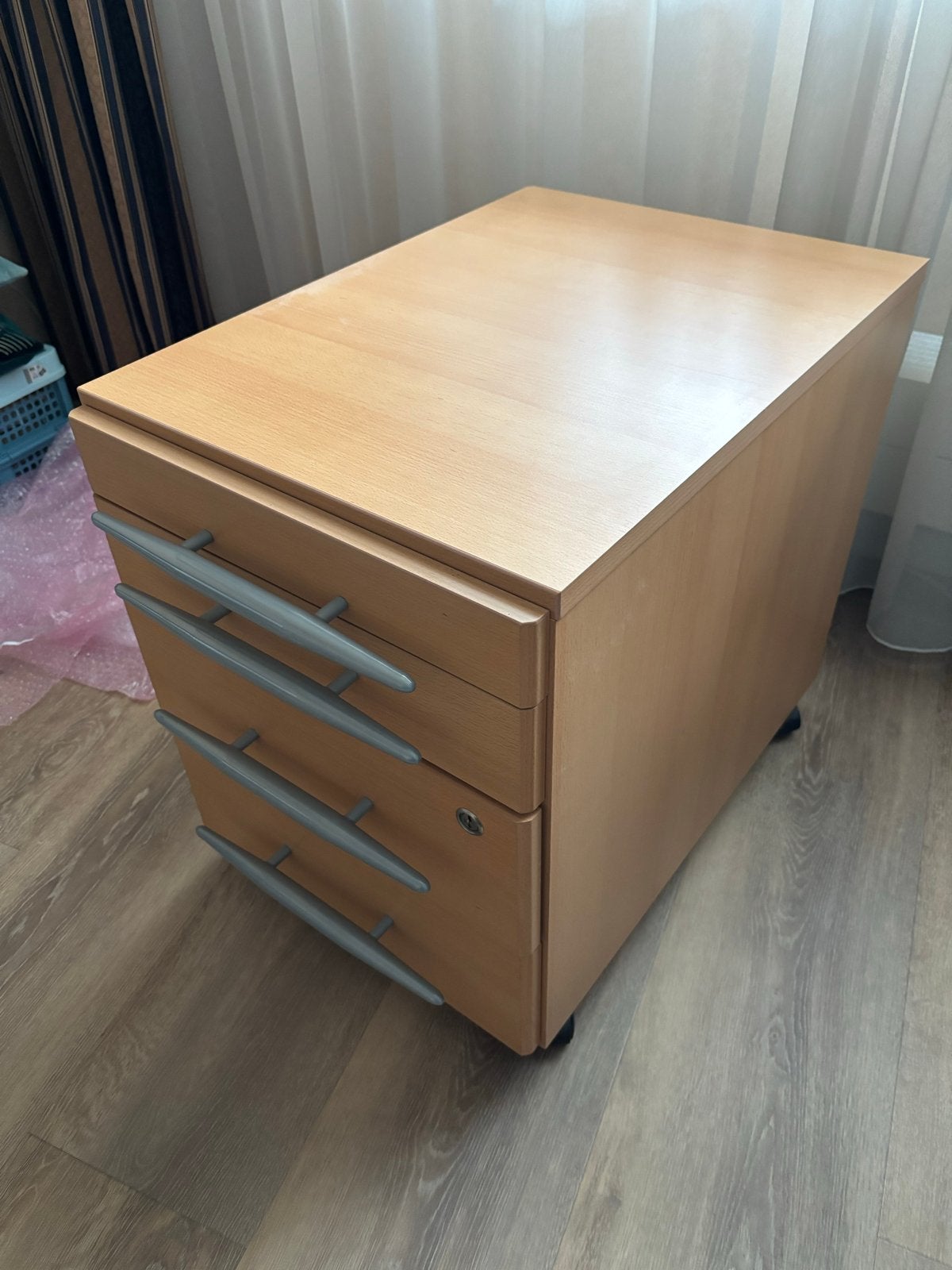 Verrijdbaar ladeblok met 3 laden - licht hout, Huis en Inrichting, Ophalen, Gebruikt, 3 of 4 laden, Overige houtsoorten