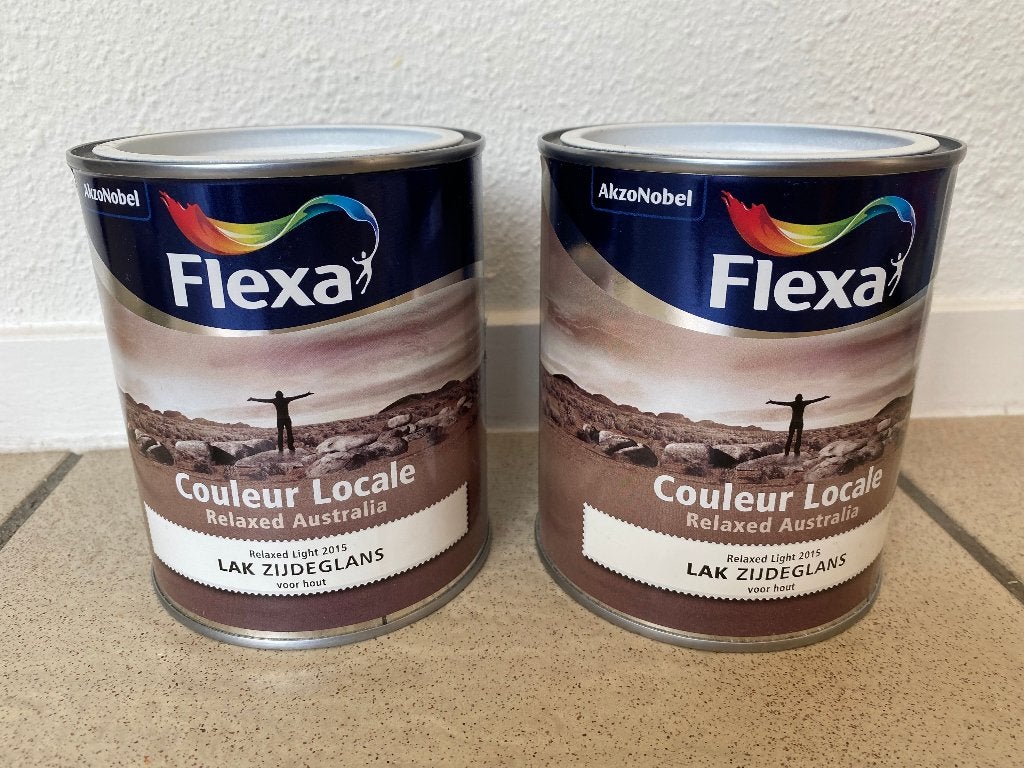 2x Flexa Lak Zijdeglans Wit - Relaxed Australia Light 2015, Doe-het-zelf en Verbouw, Wit, Nieuw, Ophalen of Verzenden, Lak