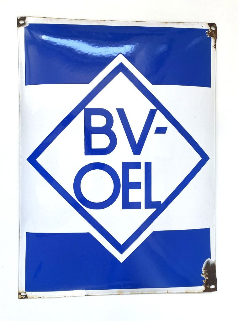 BV-Oel emaille bord., Reclamebord, Gebruikt, BV Oel., .