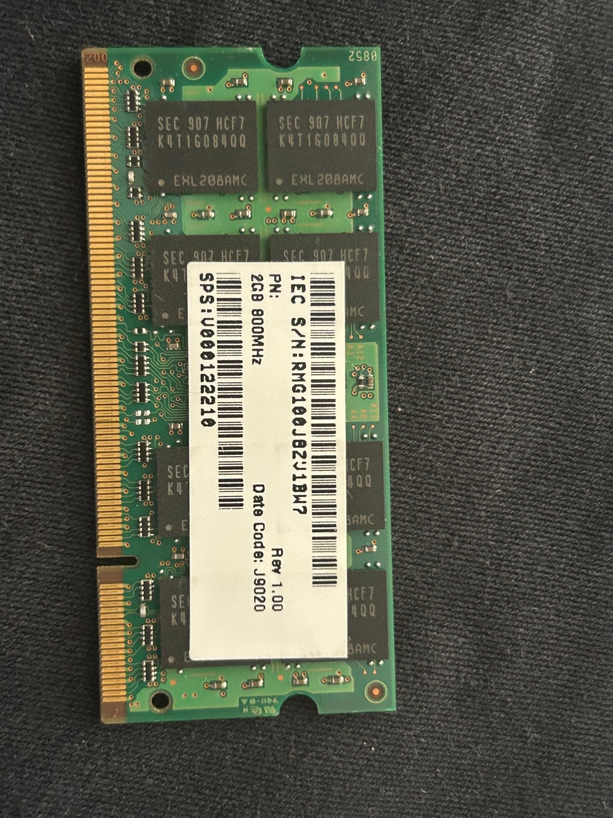 Samsung 2GB DDR2 RAM 800MHz voor Laptop, Computers en Software, RAM geheugen, Gebruikt, Ophalen of Verzenden, DDR2, 2 GB