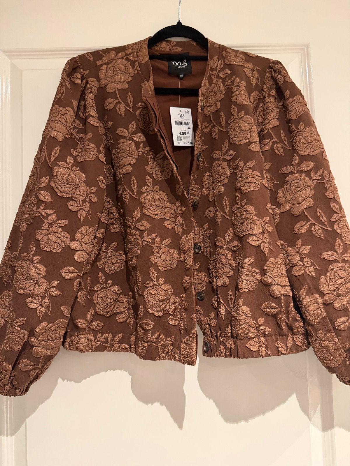 MS Mode Nieuw Jacquard Jasje Bruin Maat 48, Bruin, Maat 46/48 (XL) of groter, Nieuw, Ophalen of Verzenden