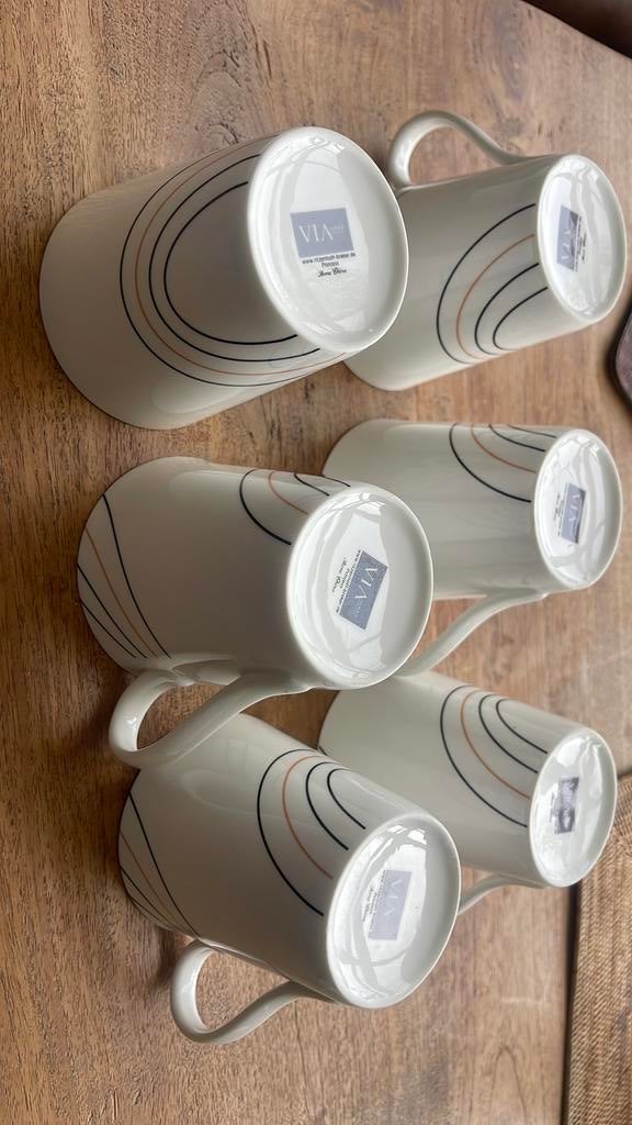 R&B via bone china mug set van 6 mokken, Ophalen, Zo goed als nieuw, Overige stijlen, Kop(pen) en/of Schotel(s)