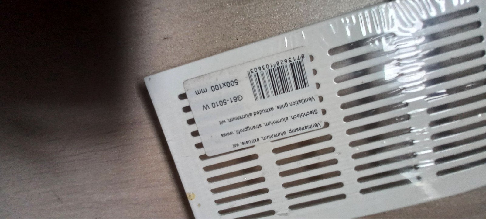 Ventilatiestrip 500x100mm. RAL9010, Ophalen of Verzenden, Nieuw, Ventilator en Afzuiger