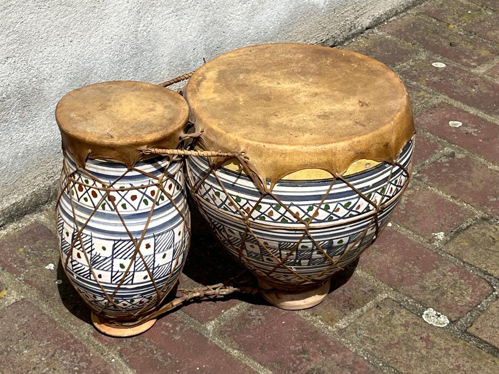 Set Marokkaanse Bongo’s keramiek, Muziek en Instrumenten, Ophalen of Verzenden, Gebruikt, Trommel