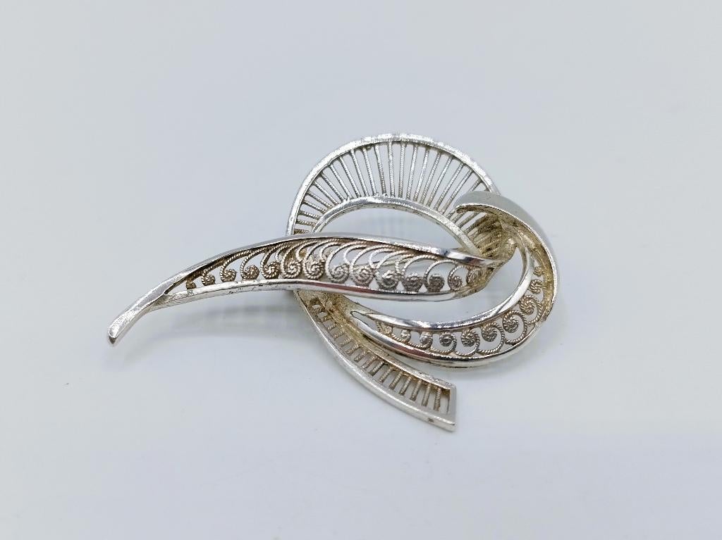 Zilveren filigrein broche, 925, Gebruikt, Info@zilverwebsite.nl, Verzenden, Minder dan 4 cm