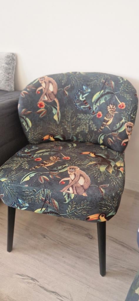 Fauteuil jungle velvet., Huis en Inrichting, Fauteuils, Ophalen, Zo goed als nieuw, Minder dan 75 cm, 50 tot 75 cm