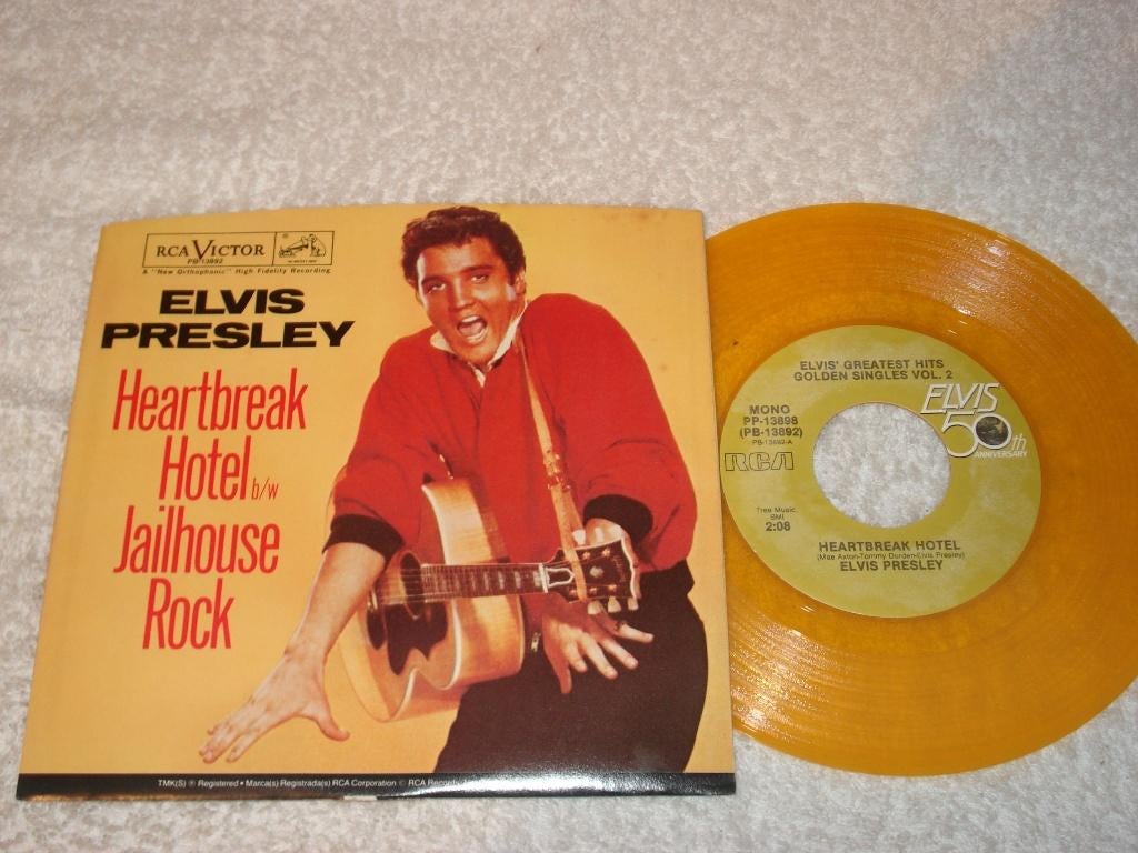 Elvis Presley   50Th  Heartbreak Hotel  Gold Vinyl  Orgineel, Ophalen of Verzenden, Zo goed als nieuw, Pop