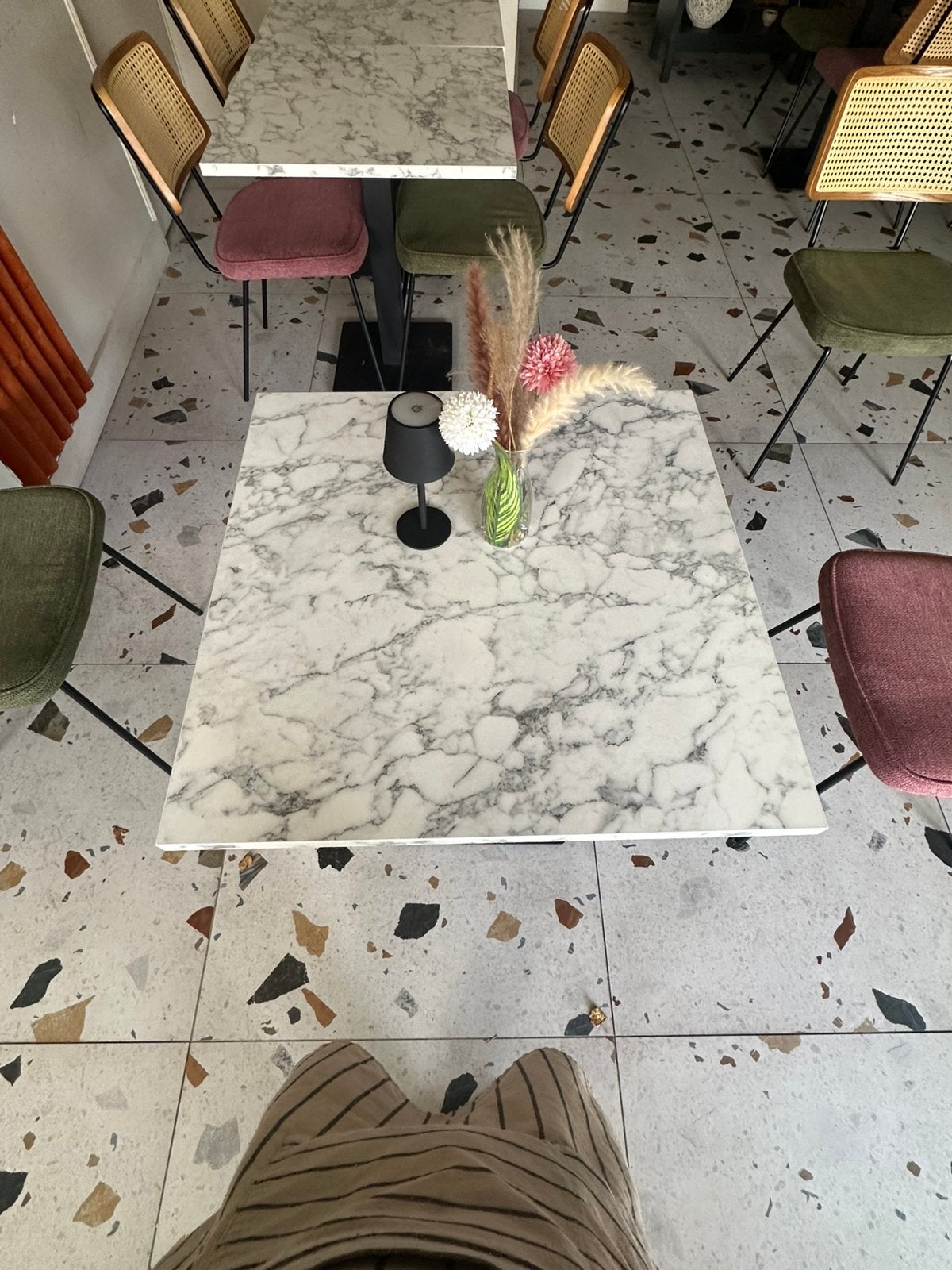 Horeca Tafels 70x70 cm (Marmerlook Melamine) - Ivm sluiting, Ophalen, Zo goed als nieuw, Rechthoekig, 50 tot 100 cm
