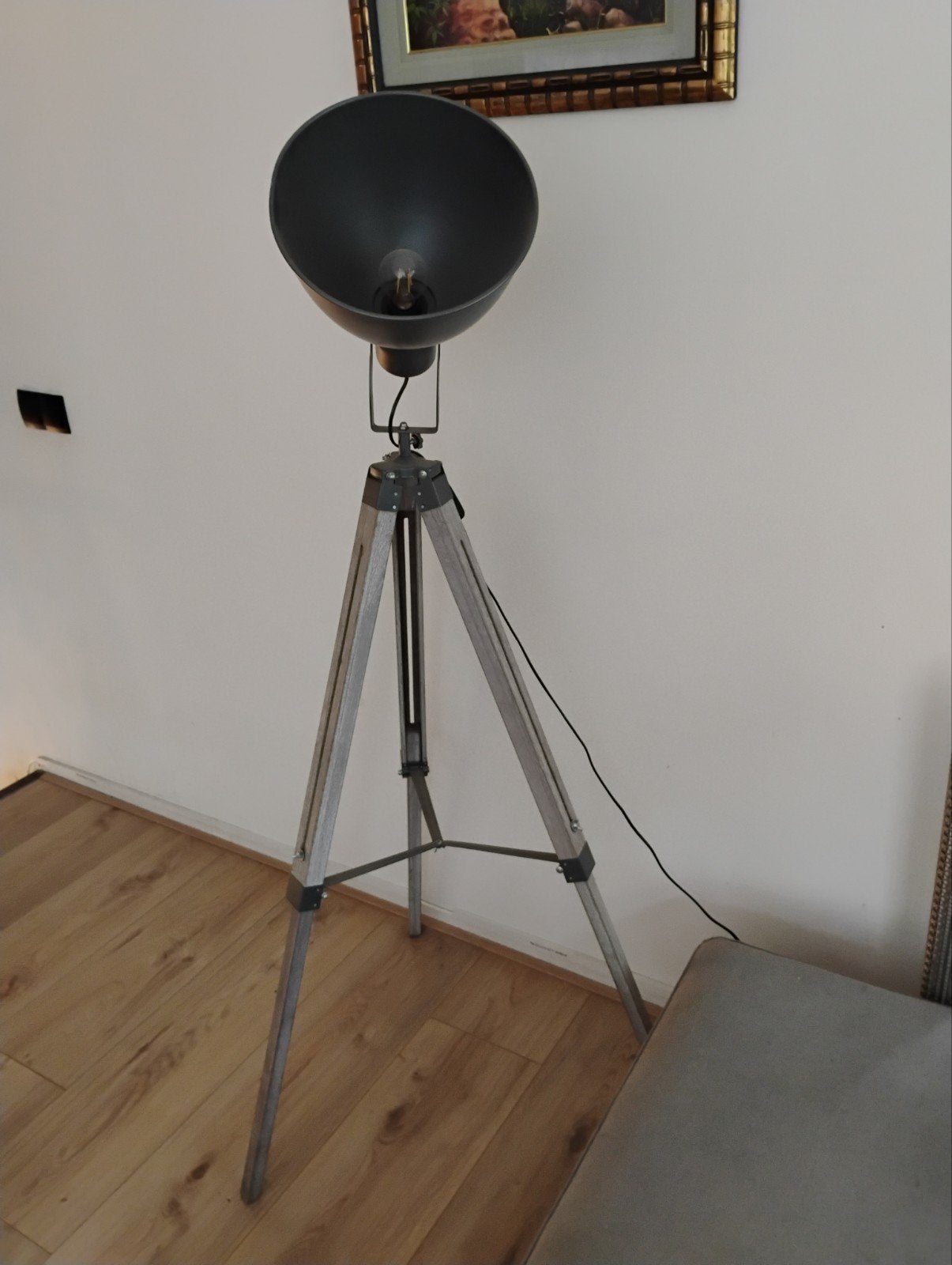 Verstelbare driepoot staande schemerlamp, Ophalen, Gebruikt, Industrieel, Modern, E27 (groot)