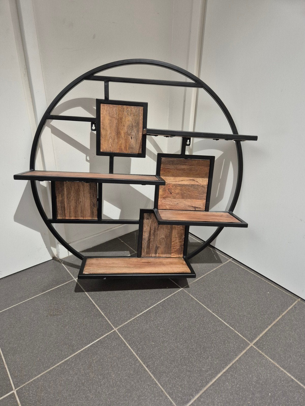 Rond wandmeubel met stalen frame mango hout, Ophalen, Onbekend, Zo goed als nieuw, Onbekend