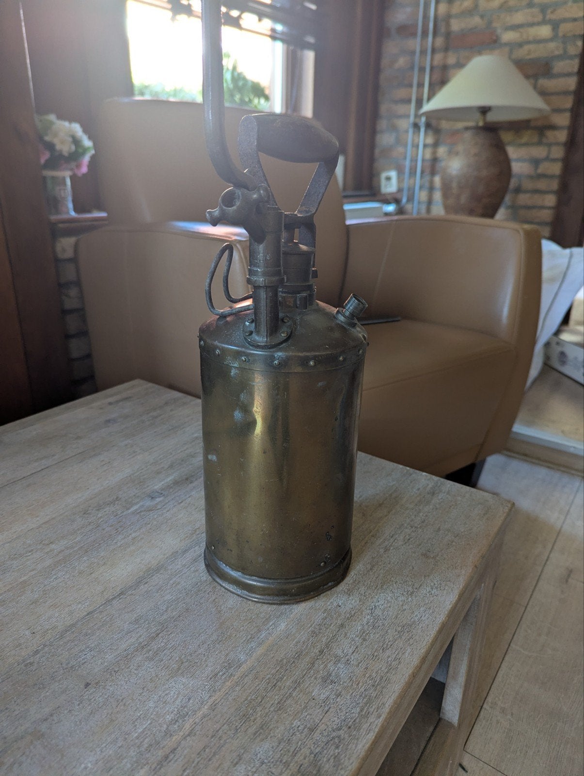 Antieke messing sproeier/lamp - decoratief object, Ophalen