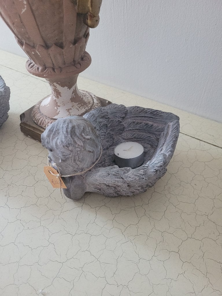 Betonnen winterharde kandelaars engel p/st 8.95, Huis en Inrichting, Woonaccessoires | Kandelaars en Kaarsen, Belle Vieille Brocante