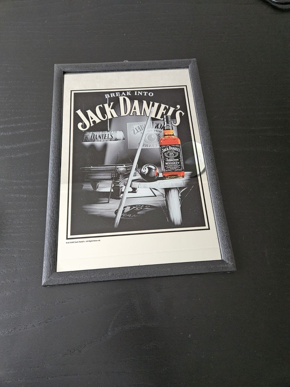 Jack Daniel's spiegel met zwarte lijst – Wanddecoratie, Minder dan 50 cm, Nieuw, Ophalen of Verzenden, Minder dan 100 cm