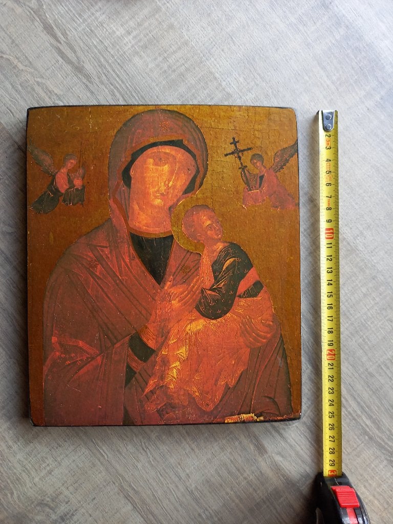 Oud Houten Icoon Moeder Gods van de Passie, Ophalen of Verzenden