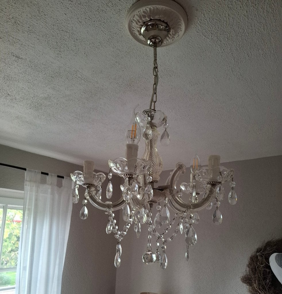 Kroonluchter, Ophalen, Gebruikt, Glas, Landelijk brocante
