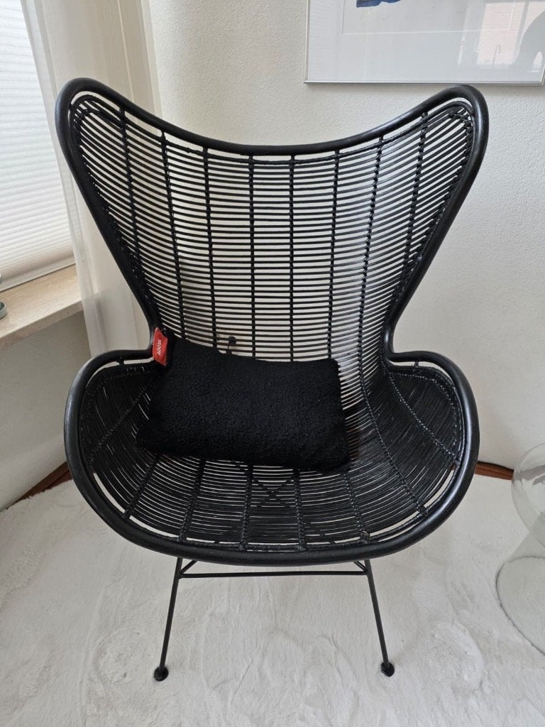 HK living egg chair zwart, Huis en Inrichting, Stoelen, Ophalen, Zwart, Riet of Rotan, Zo goed als nieuw