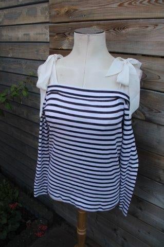 Tuniek wit/ bruin Marccain mt S Cold shoulder Vaste prijs OP, Wit, Ophalen of Verzenden, Zo goed als nieuw, Maat 36 (S)