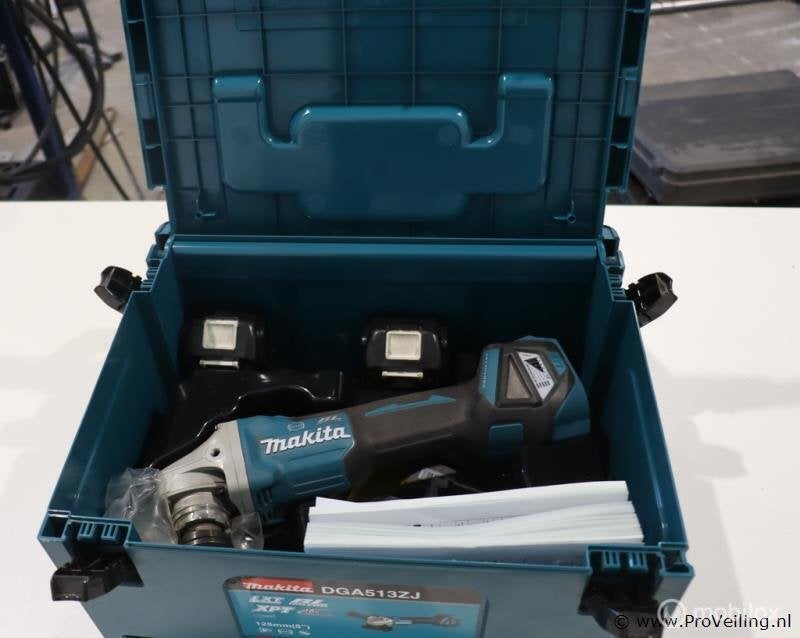 Online Veiling: Makita LXT Accu haakse slijper DGA513 inc..., Gebruikt