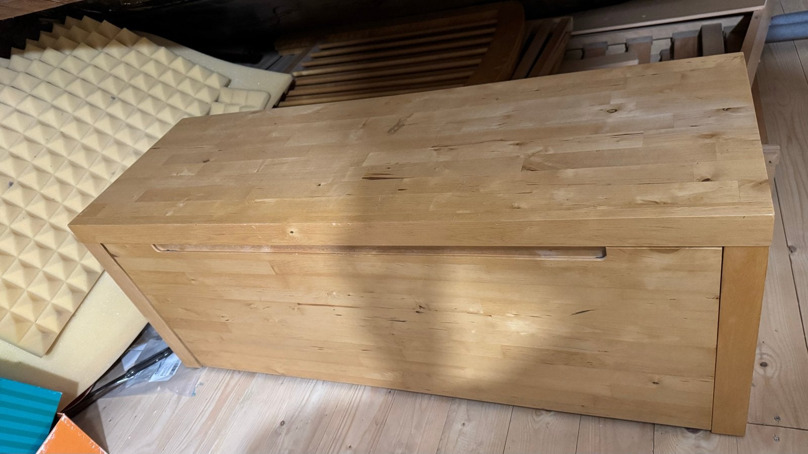 Houten opbergbank / kist met lade, Ophalen, Gebruikt