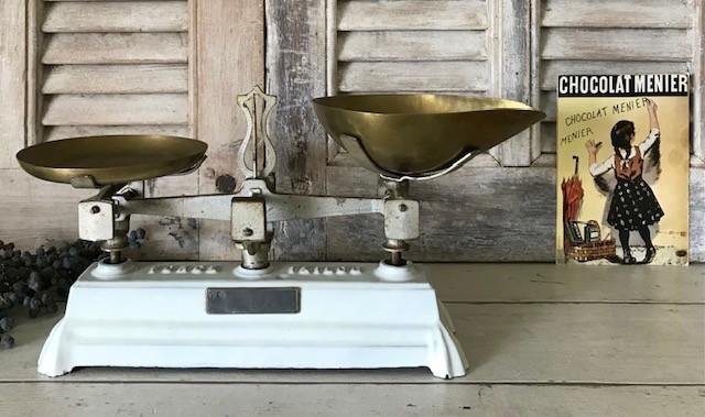 Franse Force 1 kg keukenweegschaal geëmailleerd gietijzer, Ophalen of Verzenden