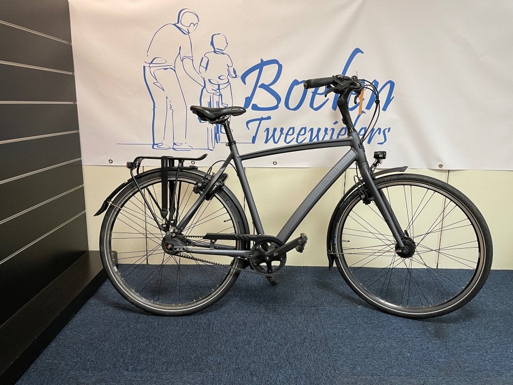 Gazelle Chamonix S8 28/57 8v Herenfiets Belt Drive Antraciet, Ophalen, Gazelle, Velgrem, Versnellingen