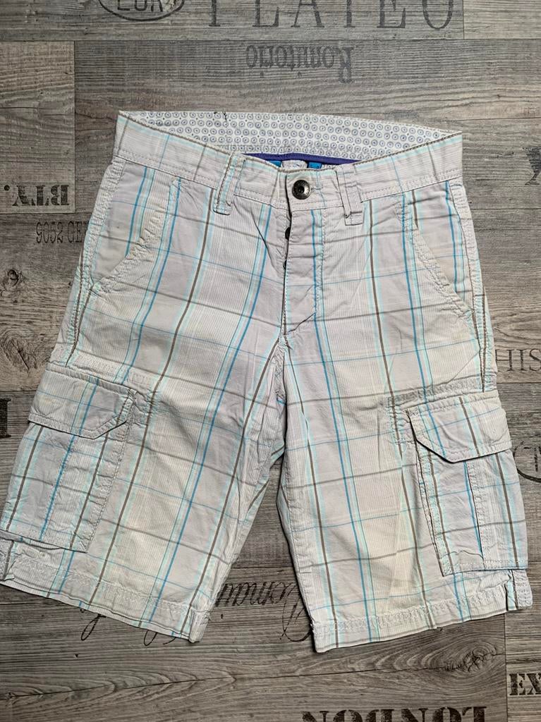 EDC by Esprit geruite cargo short heren, Verzenden, Zo goed als nieuw, Maat 46 (S) of kleiner, Beige