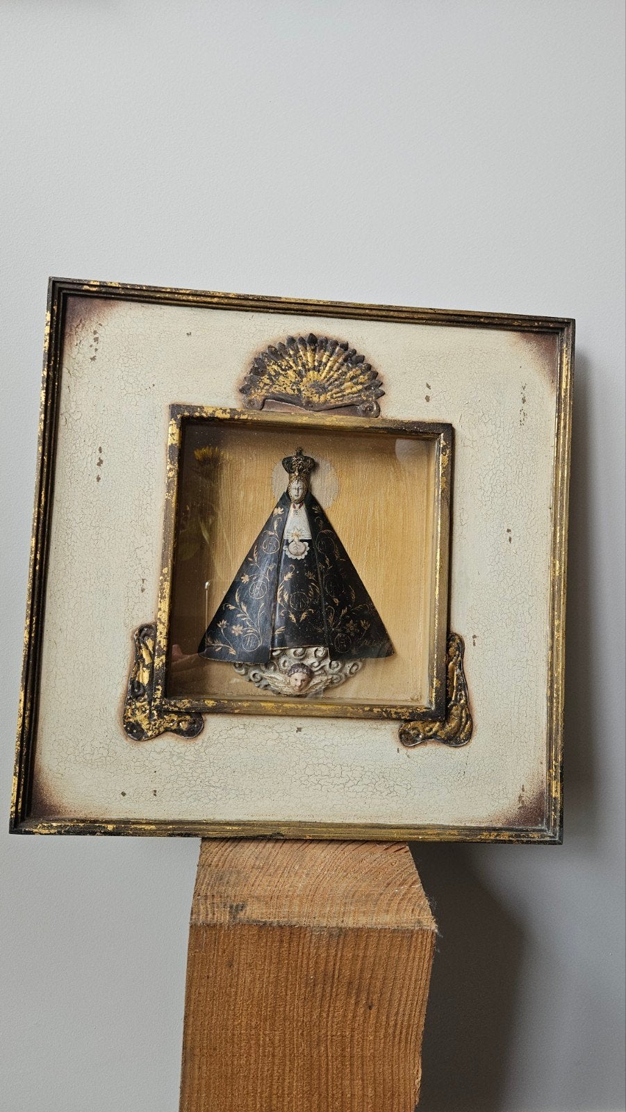 Zwarte Madonna van Meander - 40x40,5 cm, Antiek en Kunst, Ophalen