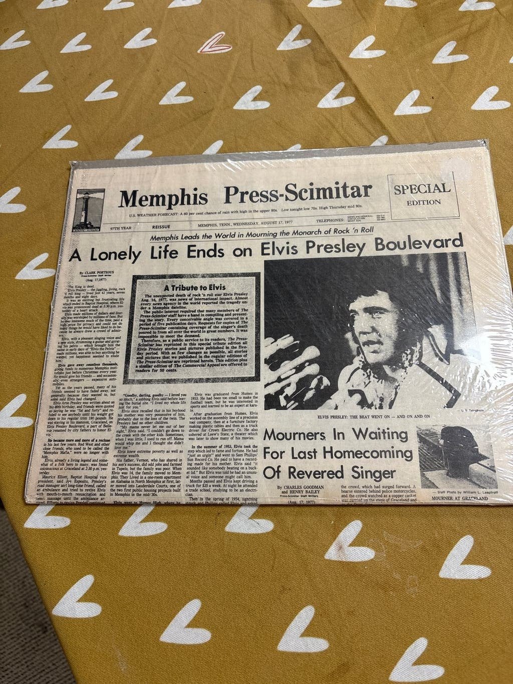 Memphis Press-Scimitar - Elvis Presley Special Edition, Ophalen of Verzenden, 1960 tot 1980, Buitenland, Krant