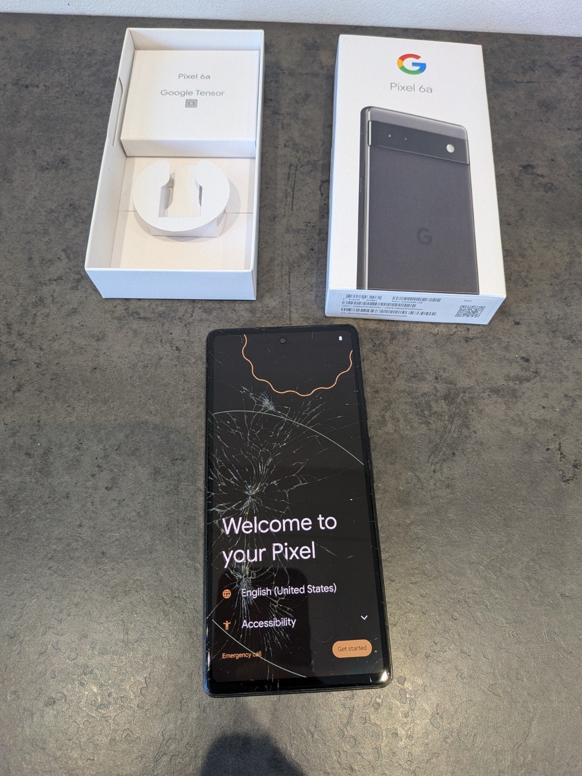 Google Pixel 6a 5G 128GB Charcoal - Scherm gebarsten, Telecommunicatie, Mobiele telefoons | Overige merken, Ophalen of Verzenden