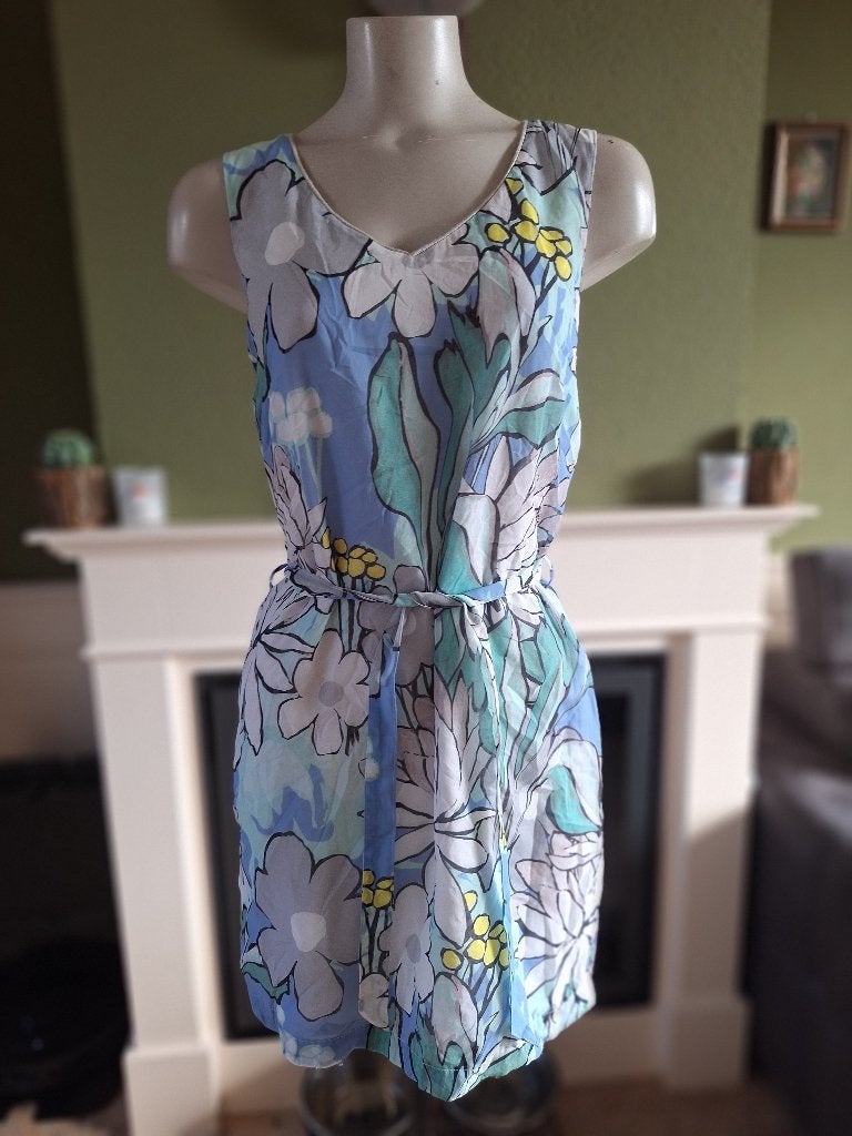Terre Bleue gevoerde pastel kleurige jurk 40, Kleding | Dames, Maat 38/40 (M), Zo goed als nieuw, Knielengte, Meerkleurig