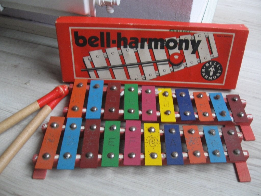 Metallofoon xylofoon vintage retro twee BEL- HARMONY, Ophalen of Verzenden, Gebruikt