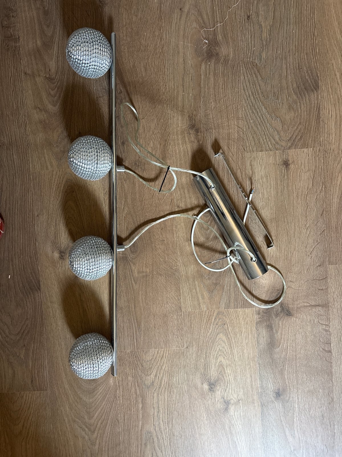 Moderne hanglamp met 4 bollen voor eettafel, Ophalen, Gebruikt, Metaal, Overige fittingen