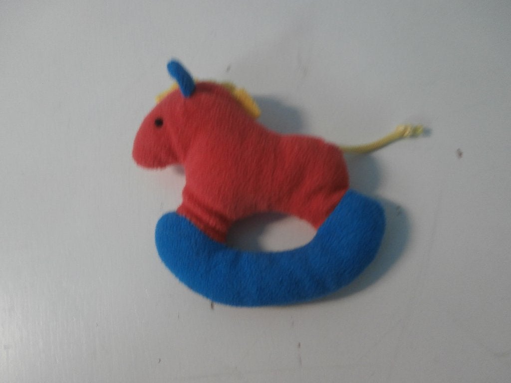Knuffel paard om vast te houden baby rammelaar handpop roze, Ophalen of Verzenden, Gebruikt, Jongen of Meisje