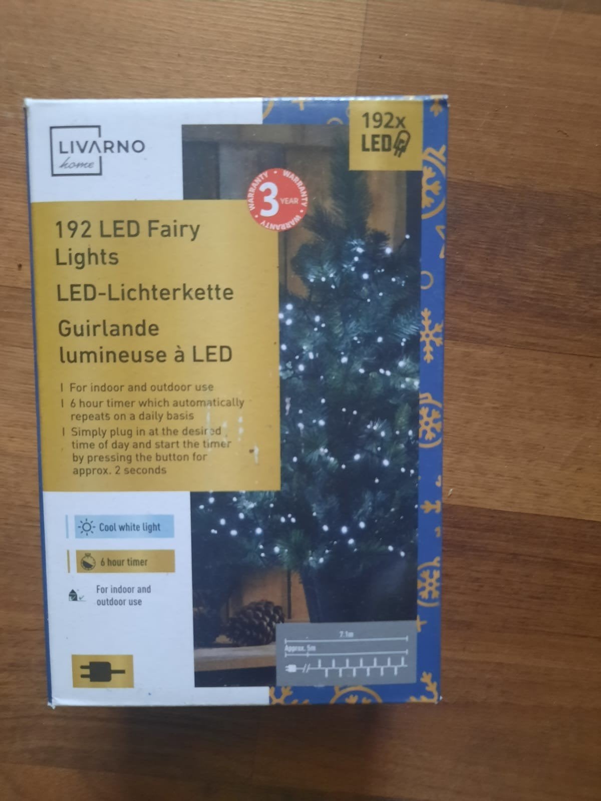 Livarno Home 192 LED Lichtslinger - Koel Wit Licht, Met schakelaar, Wit, Kunststof, Nieuw