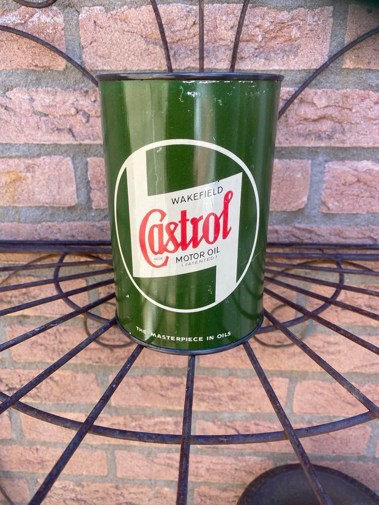 Vintage Castrol Olieblik met Oud Logo - Verzamelobject, Verzamelen, Merken en Reclamevoorwerpen, Ophalen of Verzenden, Gebruikt