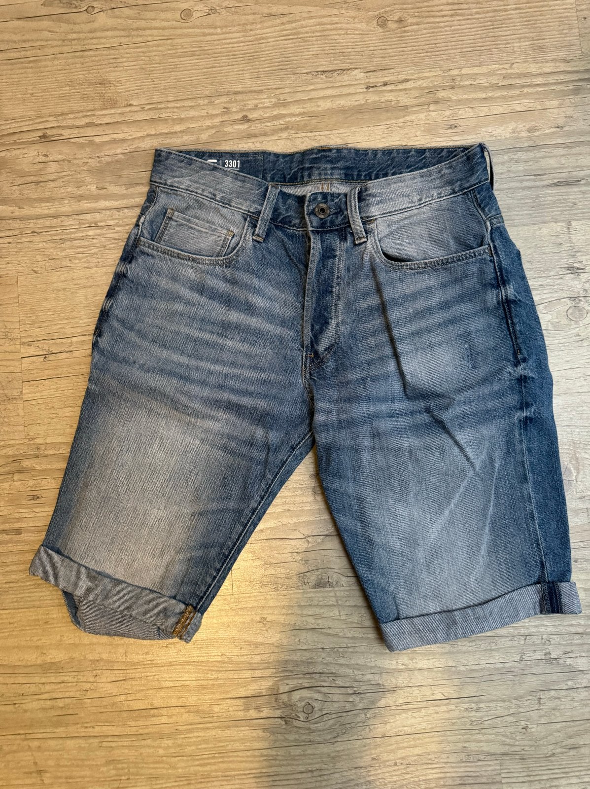 G-Star RAW 3301 Short spijkerbroek maat W30, Ophalen of Verzenden, Zo goed als nieuw, Blauw, W32 (confectie 46) of kleiner