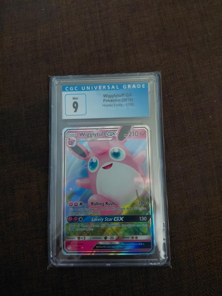 Wigglytuff GX Pokémon Kaart CGC 9 Mint Hidden Fates, Ophalen, Zo goed als nieuw, Losse kaart