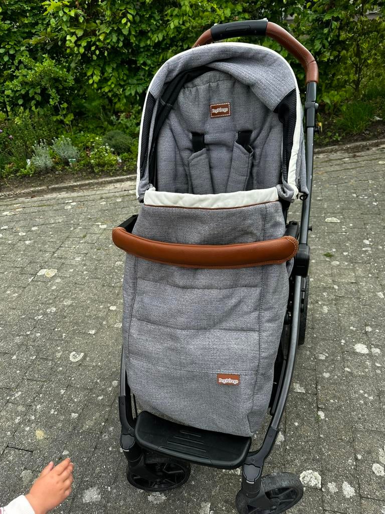 Peg Perego Book 51S 3-in-1 Set Grijs/Bruin Leer,ISOFIX, Gebruikt, Verstelbare duwstang, Ophalen of Verzenden, Kinderwagen