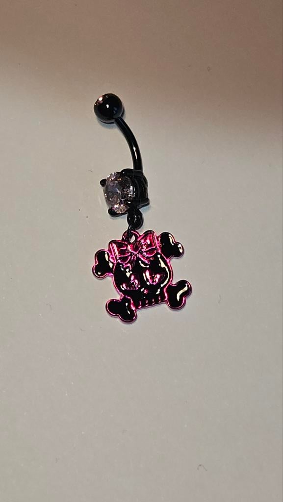 Navelpiercing met doodskop, Navelpiercing, Staal, Ophalen of Verzenden, Zo goed als nieuw