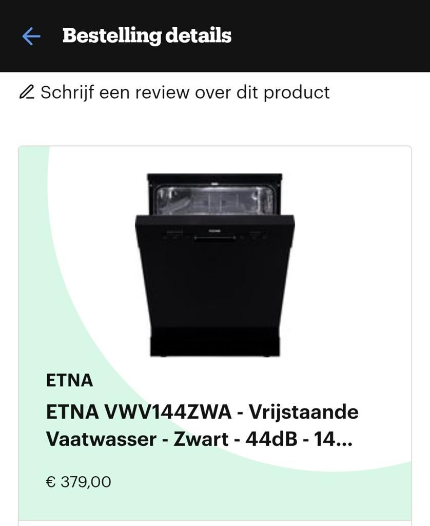 ETNA VWV144ZWA Vrijstaande Vaatwasser - Zwart, Ophalen, 60 cm of meer, Zo goed als nieuw, Energieklasse A of zuiniger