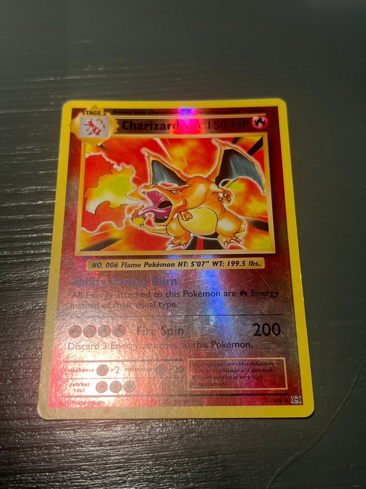 Charizard 11/108 XY Evolutions 2016 Pokémon Kaart, Hobby en Vrije tijd, Ophalen of Verzenden, Gebruikt, Losse kaart, Foil