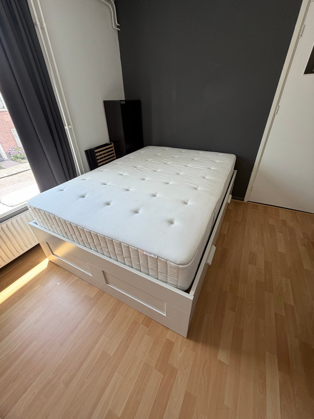 IKEA Bremnes bed met Hokkasen matras, Ophalen, Gebruikt, Wit, 140 cm