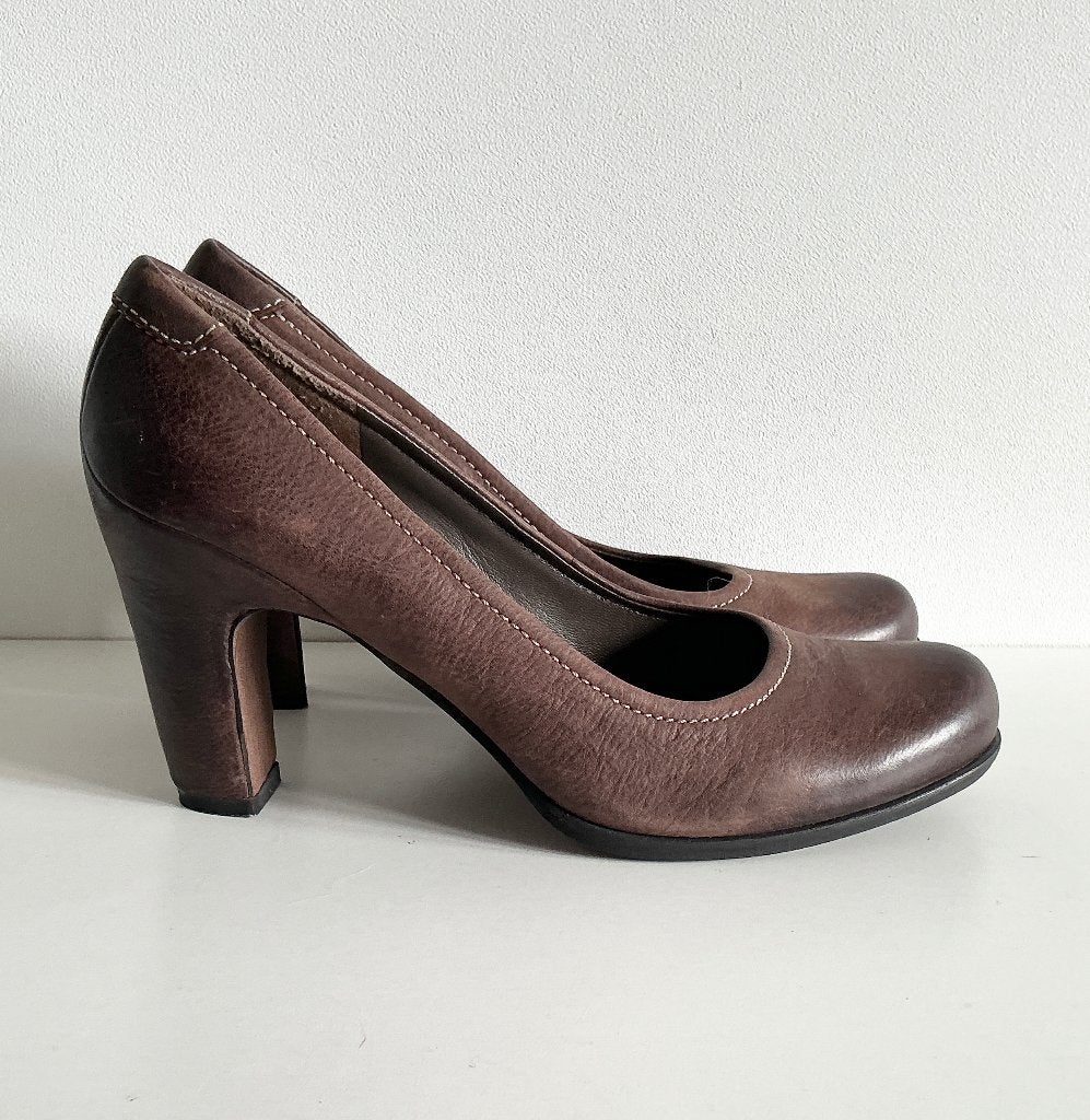 Ecco pumps / instappers leer bruin mt 39, Bruin, Instappers, ECCO., Ophalen of Verzenden
