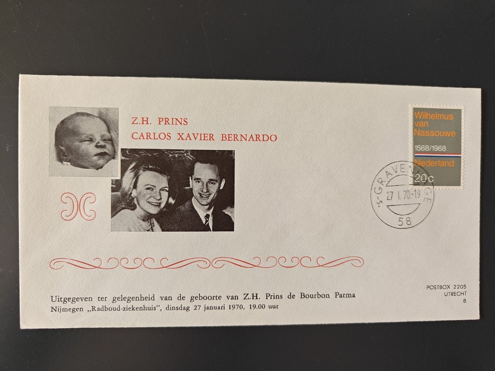 Geboortekaartje Z.H. Prins Carlos Xavier Bernardo, Ophalen of Verzenden