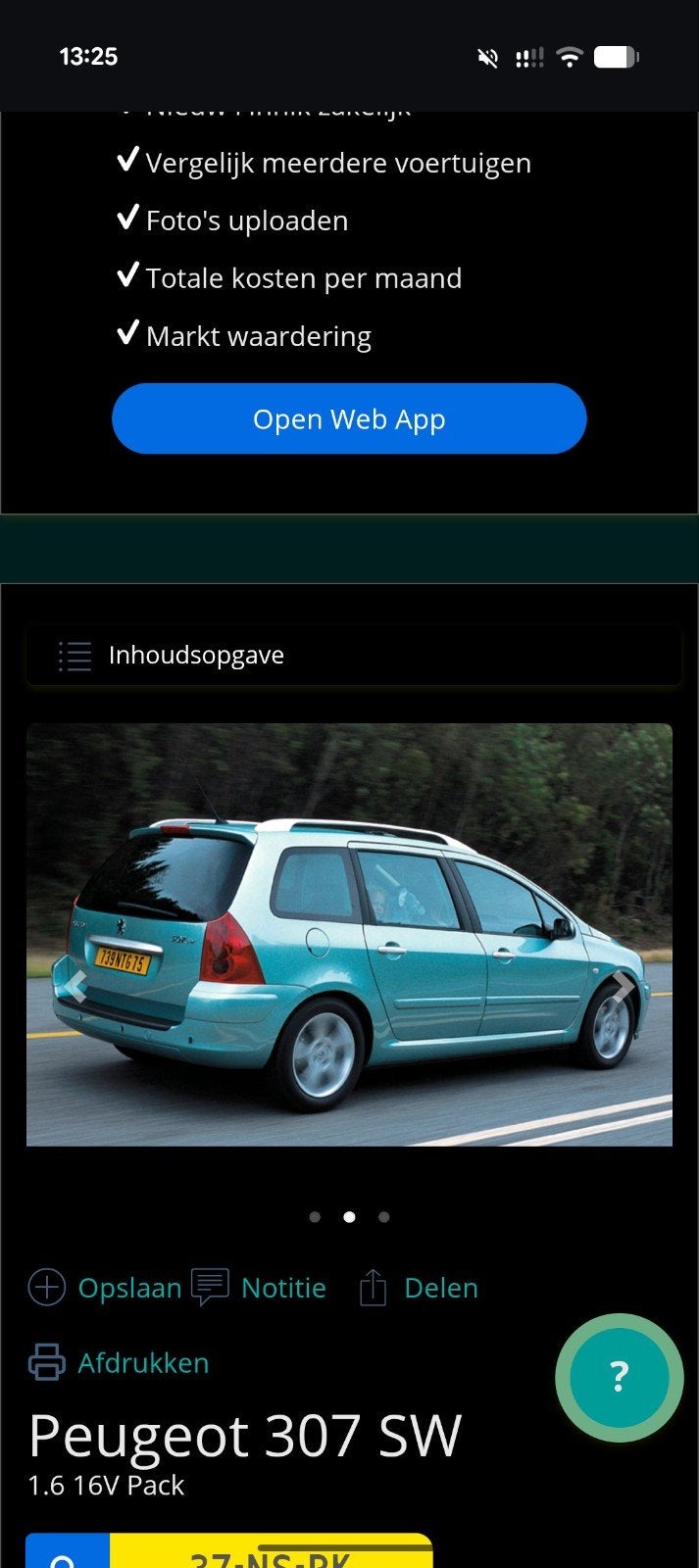 Peugeot 307 1.6 16V SW 2004 Groen, Auto's, Peugeot, 4 cilinders, Origineel Nederlands, Stationwagon, Handgeschakeld