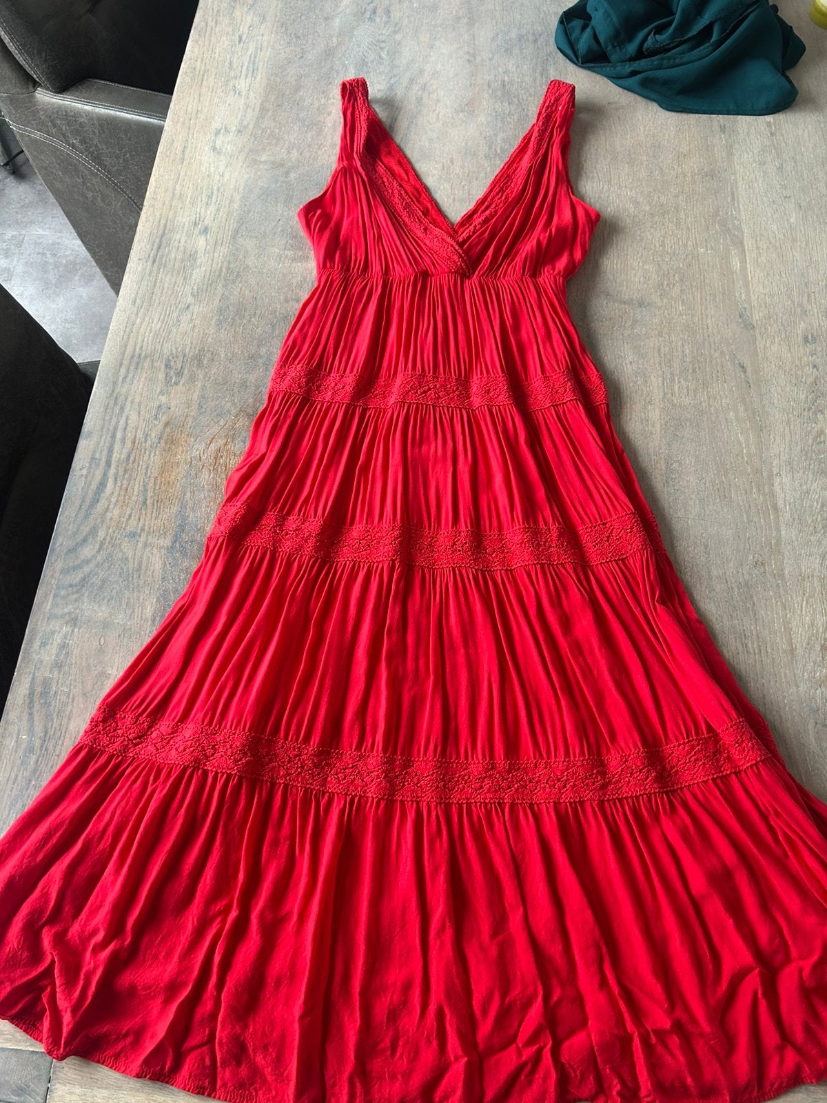Rode zomer jurk, Kleding | Dames, Ophalen of Verzenden, Zo goed als nieuw, Maat 42/44 (L), Rood