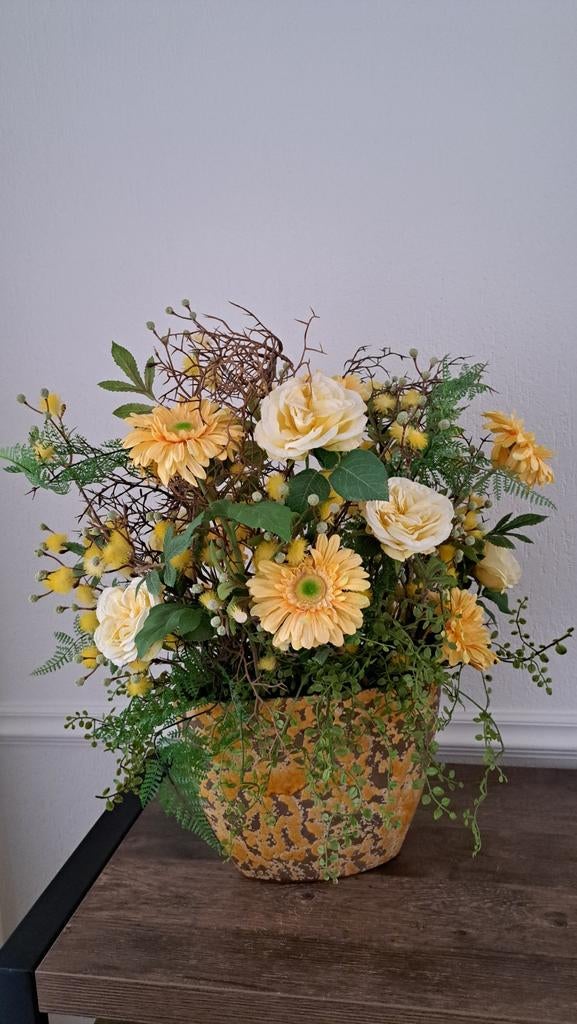 Mooi boeket kunstbloemen 65 cm hoog, Ophalen, Zo goed als nieuw, Meerkleurig, Overige materialen