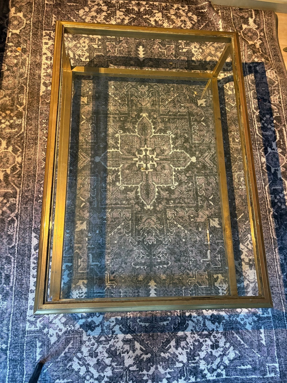 Goudkleurige Vintage Glazen Salontafel, Ophalen